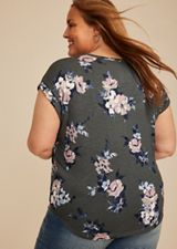 Plus Size 24/7 Floral Clara Tee, GREY MOON COMBO, small