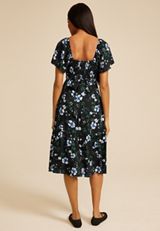Floral Short Sleeve Tiered Midi Dress, C1756, small