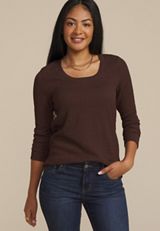 24/7 Textured Scoop Neck Long Sleeve Tee, C126, small