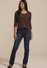24/7 Textured Scoop Neck Long Sleeve Tee, C126, small