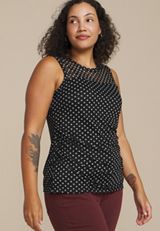 Plus Size Polka Dot Mesh Tank Top, C1756, small