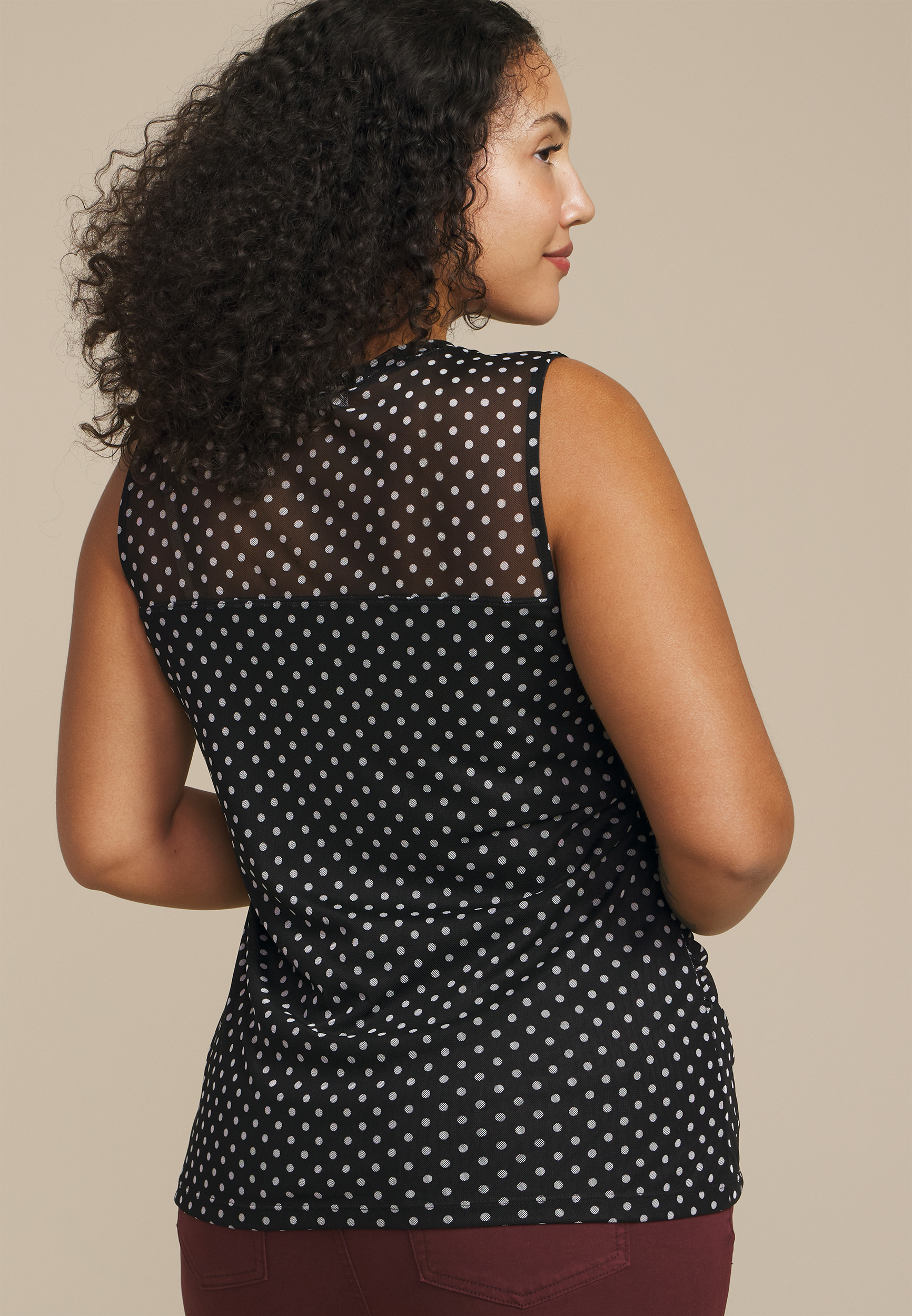 Plus Size Polka Dot Mesh Tank Top, C1756, large