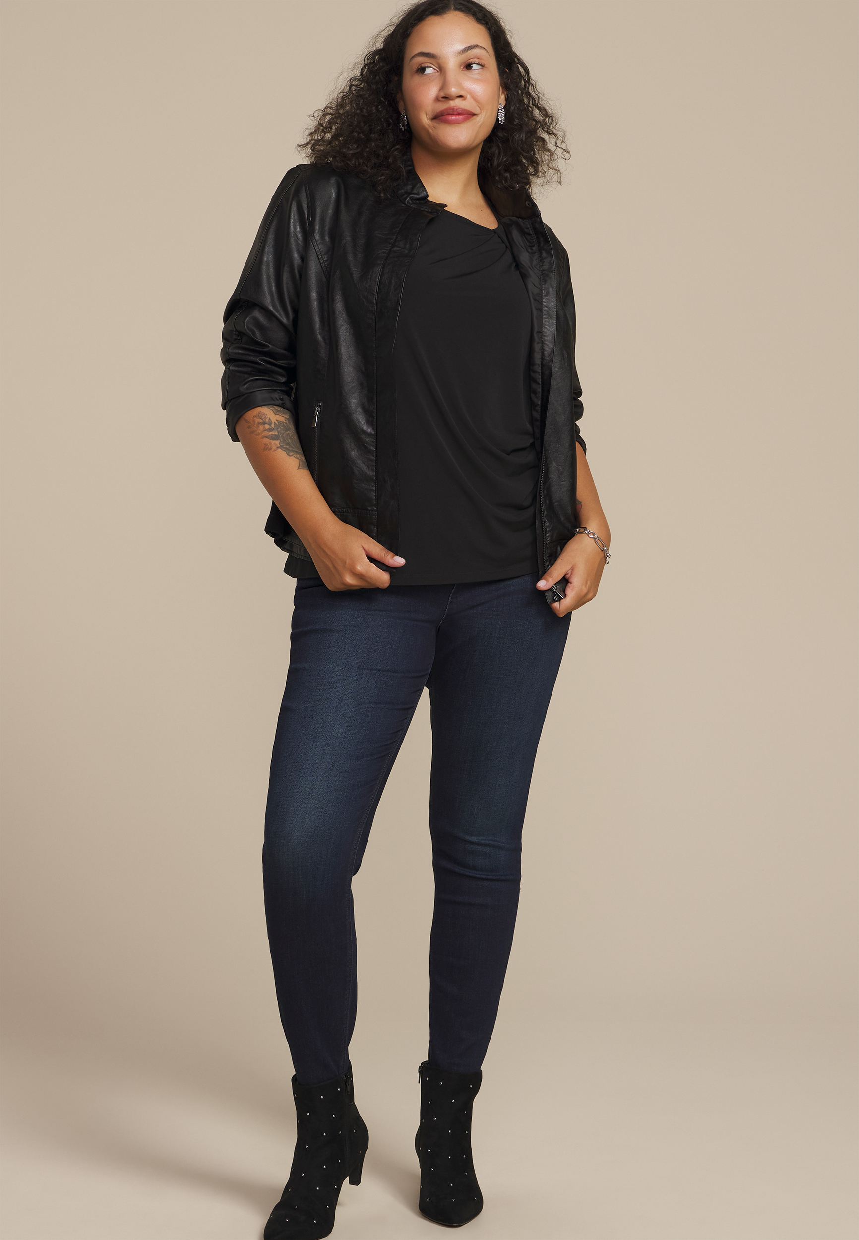 Plus Size Asymmetrical Knot Shoulder Top, C106, large
