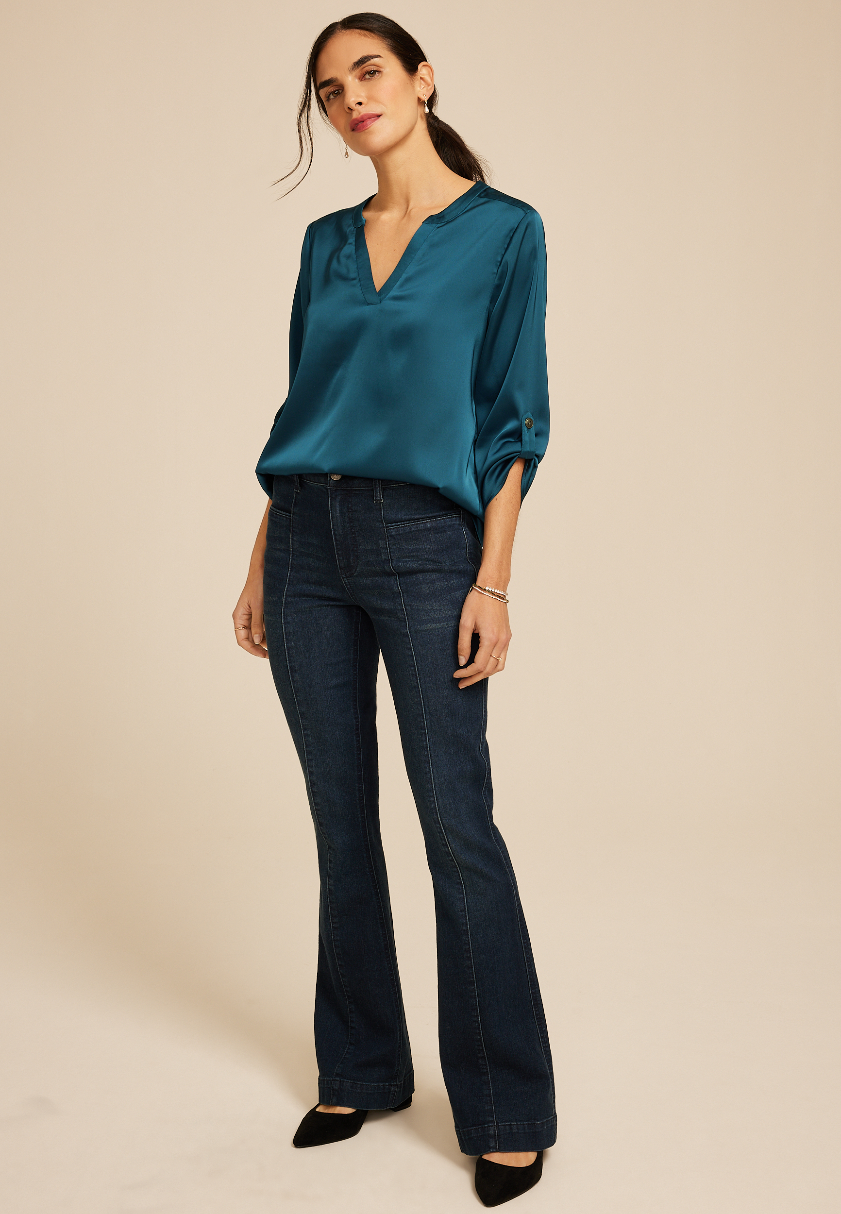 Atwood 3/4 Sleeve Popover Blouse