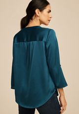 Atwood 3/4 Sleeve Popover Blouse, , small