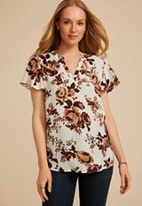 Atwood Floral Flutter Sleeve Popover Blouse, MULTI, small