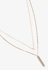 Gold Crystal And Bar Pendant Layered Necklace, C605, small