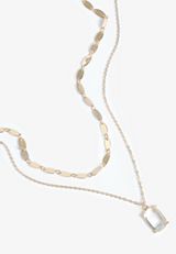 Gold Glass Stone Pendant Layered Necklace, C605, small