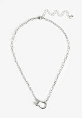 Silver Chain Lock Necklace, C431, small