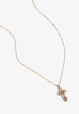 Holiday Floral Cross Necklace, , small