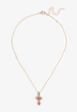 Holiday Floral Cross Necklace, , small