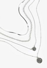 Silver 4 Row Layered Necklace, C431, small
