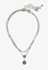 Silver 4 Row Layered Necklace, C431, small