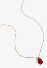 Gold Red Teardrop Pendant Necklace, , small