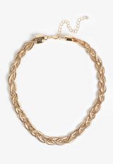 Gold Braided Chain Necklace, C605, small