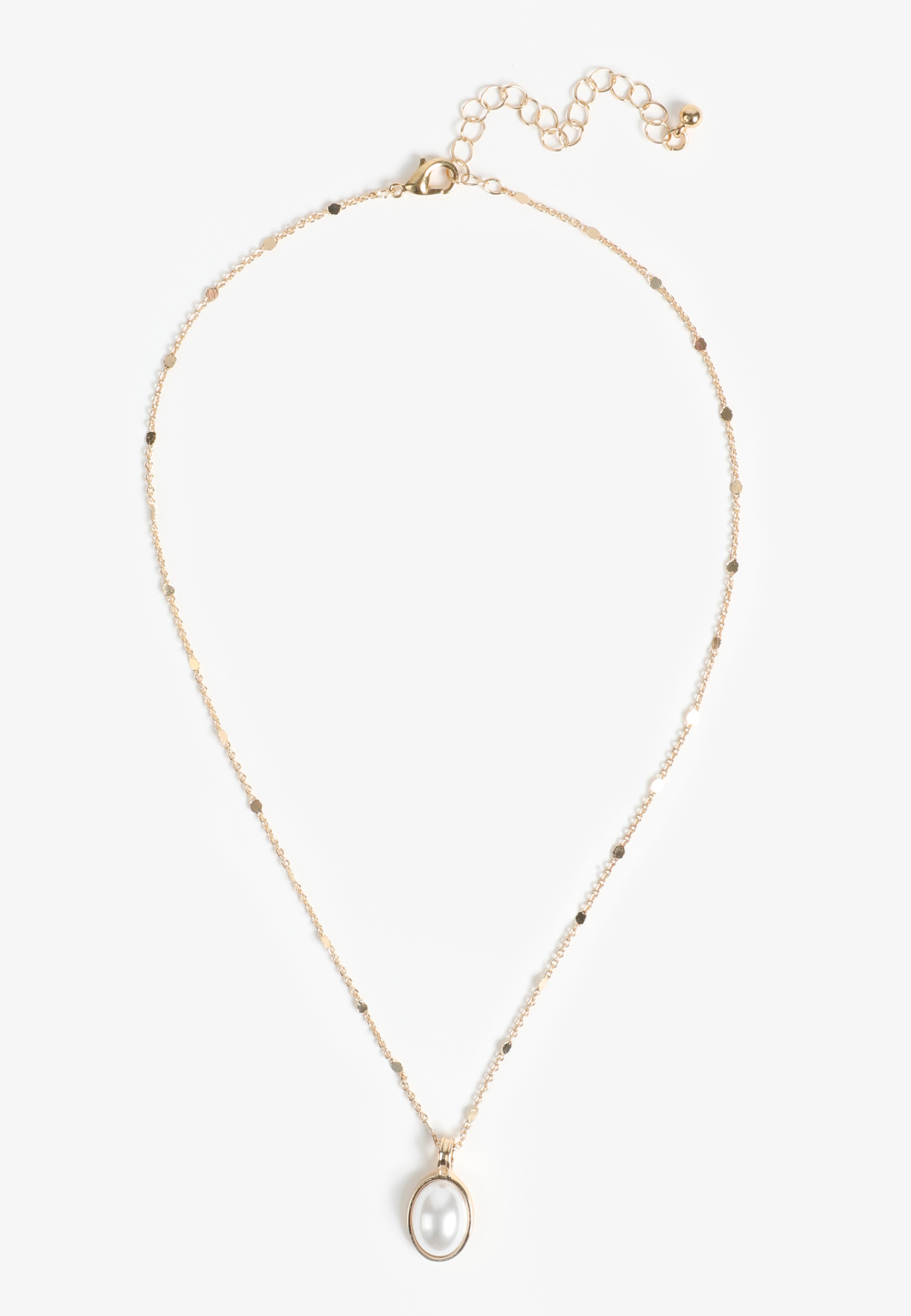 Gold Oval Pearl Necklace, C2509, large