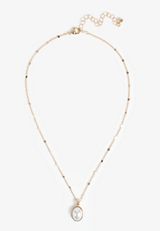 Gold Oval Pearl Necklace, C2509, small