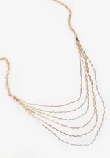 Gold Multi Strand Layered Necklace, GOLD, small