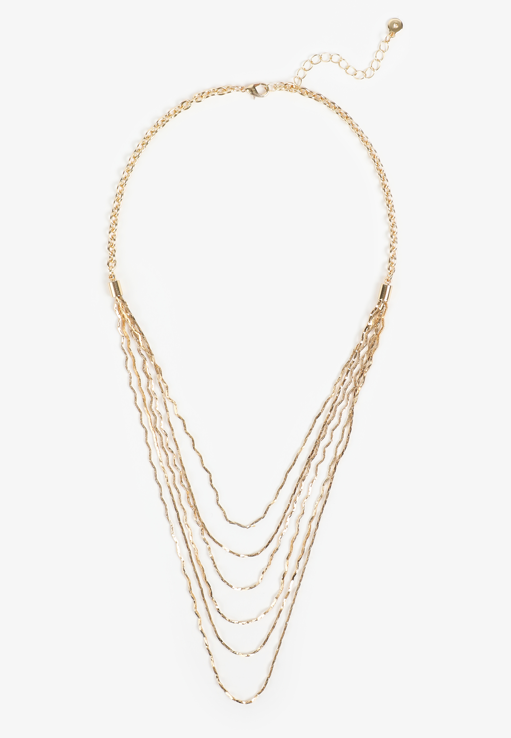 Gold Multi Strand Layered Necklace, GOLD, large