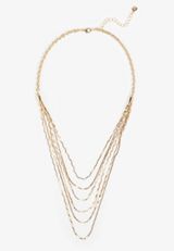 Gold Multi Strand Layered Necklace, GOLD, small