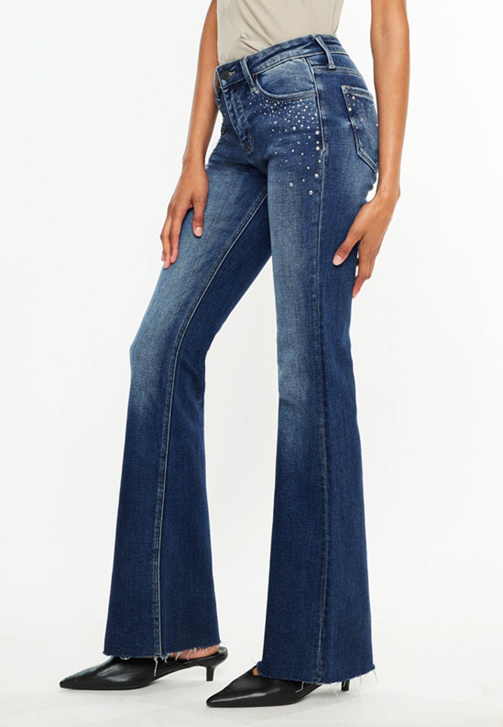 KanCan&trade; Embellished Mid Rise Flare Jean, C258, large