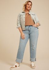 Plus Size m jeans by maurices&trade; High Rise Relaxed Straight Frayed Hem Ankle Jean, C3337, small