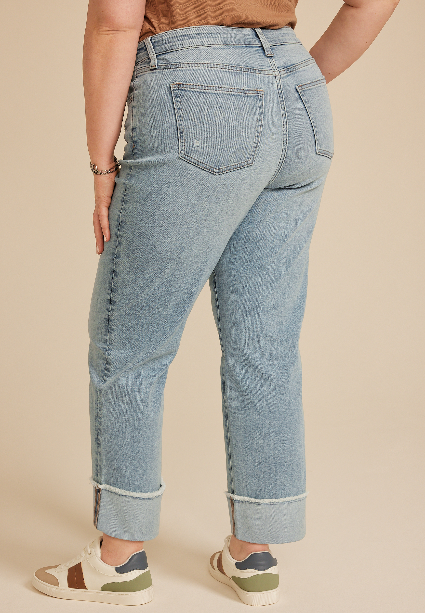 Plus Size m jeans by maurices&trade; High Rise Relaxed Straight Frayed Hem Ankle Jean, C3337, large