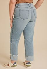 Plus Size m jeans by maurices&trade; High Rise Relaxed Straight Frayed Hem Ankle Jean, C3337, small