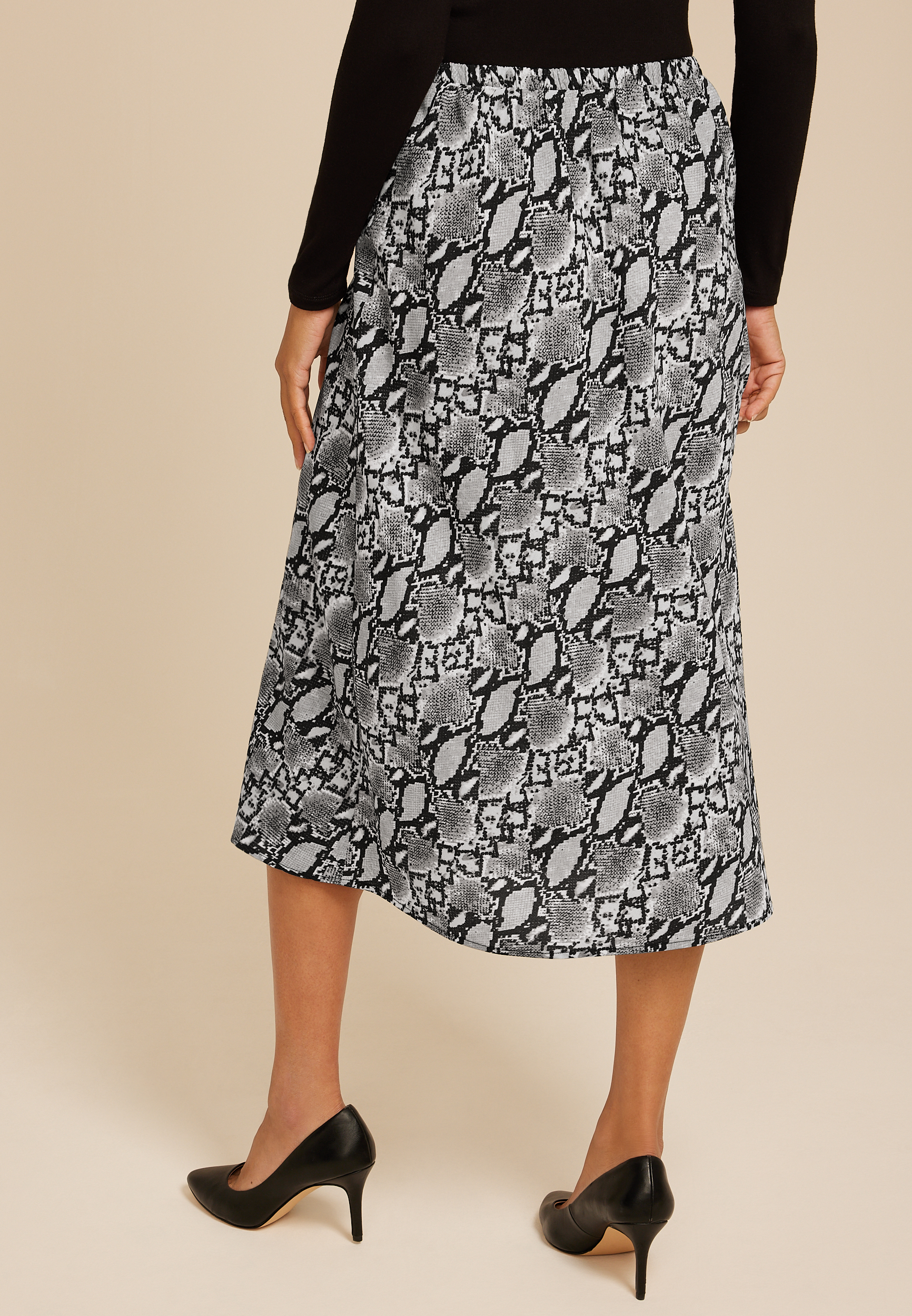 Studio Y Snake Print High Rise Midi Skirt, , large