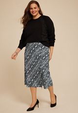 Plus Size Studio Y Snake Print High Rise Midi Skirt, C1756, small