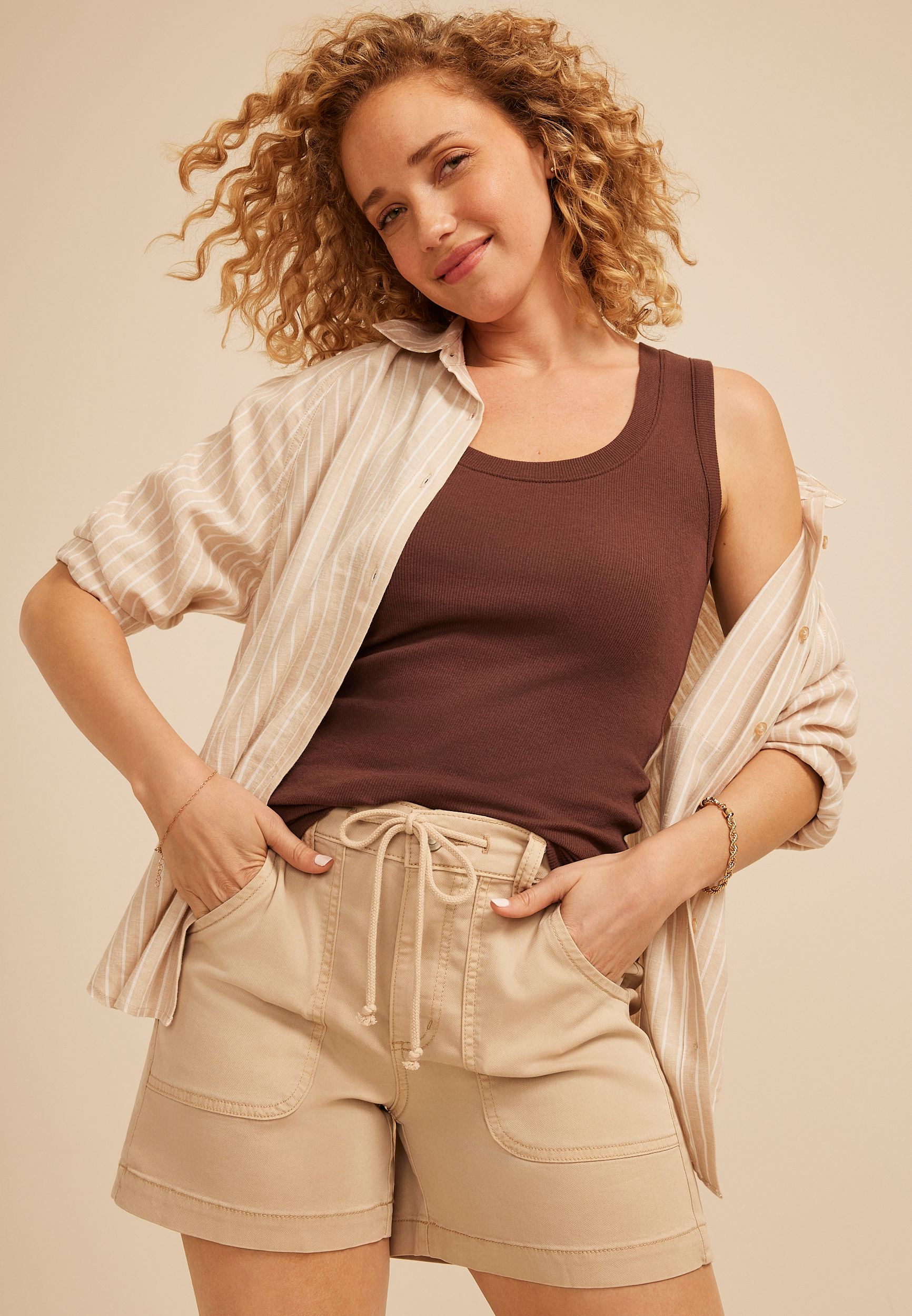 High Rise Stretch Twill Cargo 4.5in Short, C9215, large