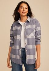 Plaid Fleece Shacket, C5885, small