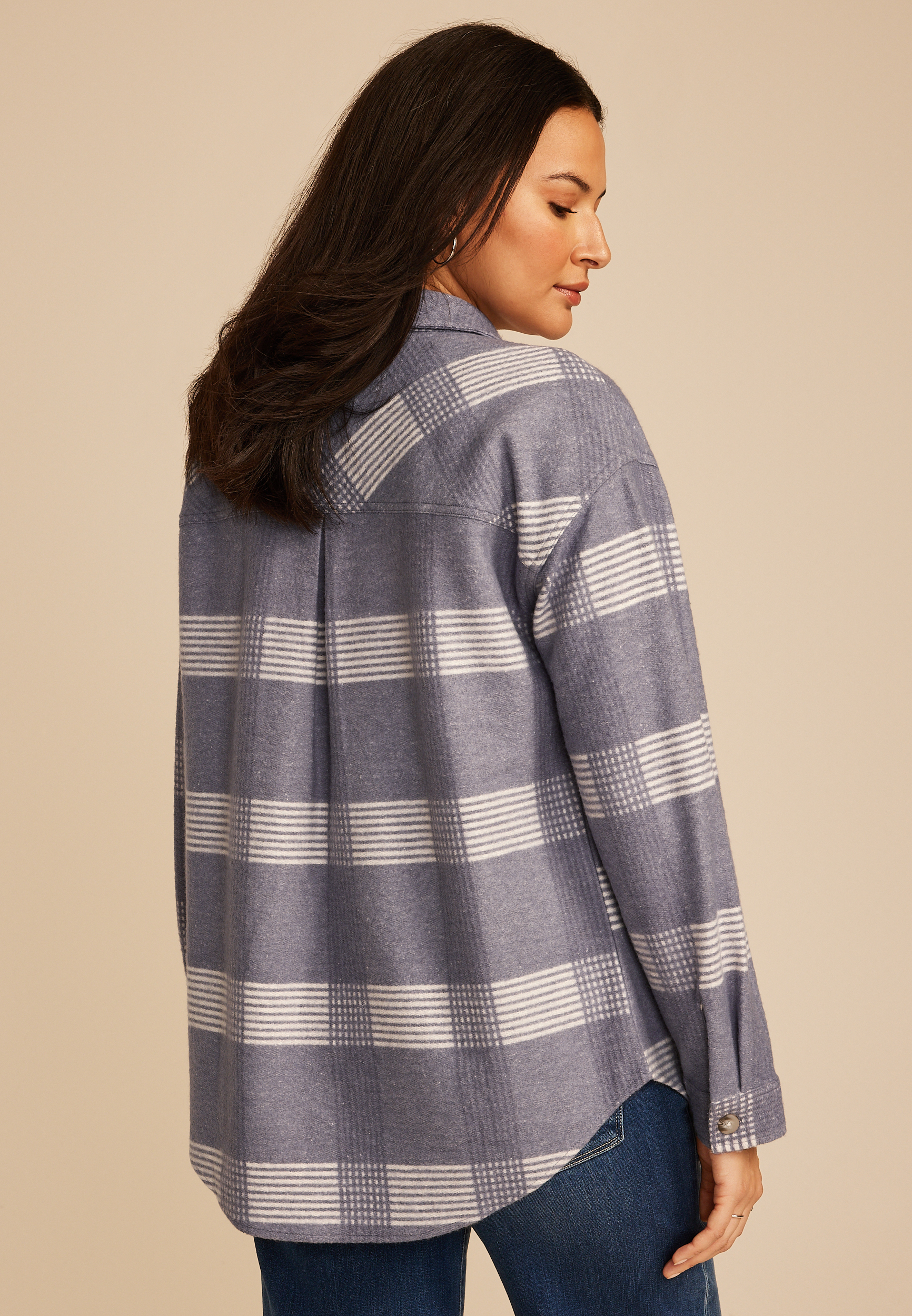 Plaid Fleece Shacket, C5885, large