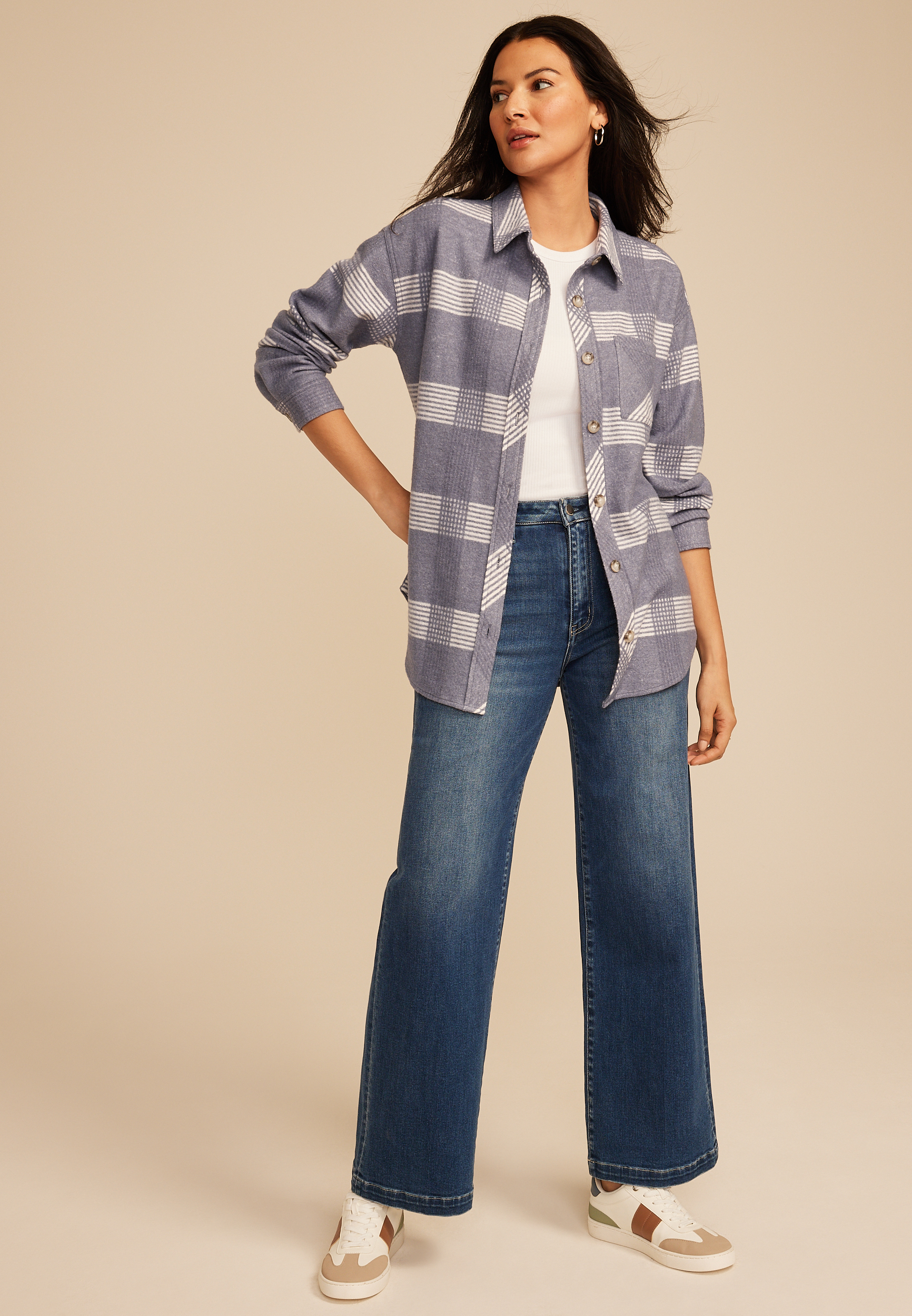 Plaid Fleece Shacket, C5885, large
