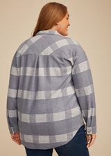 Plus Size Plaid Fleece Oversized Shacket, C5885, small