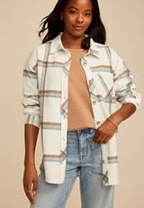 Plaid Fleece Shacket, C1524, small