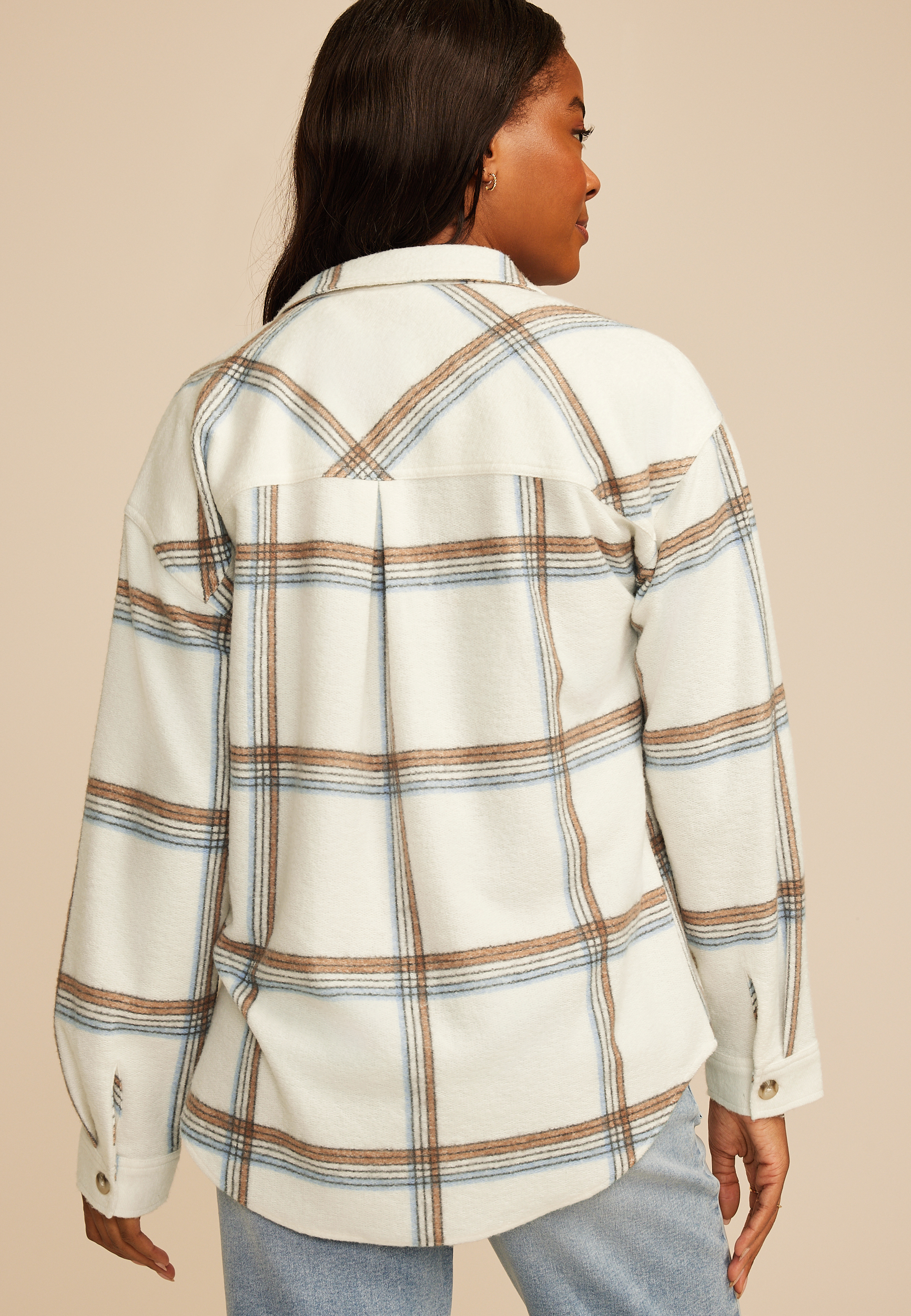 Plaid Fleece Shacket, C1524, large