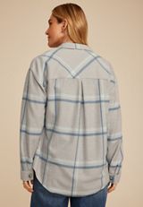 Plaid Fleece Oversized Shacket, C1755, small