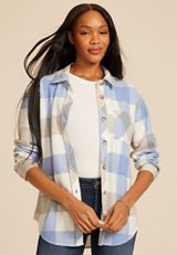 Plaid Fleece Oversized Shacket, C507, small