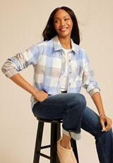 Plaid Fleece Oversized Shacket, C507, small