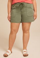 Plus Size High Rise Stretch Twill Cargo 5.5in Short, C186, small