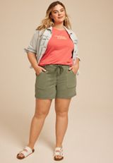 Plus Size High Rise Stretch Twill Cargo 5.5in Short, C186, small
