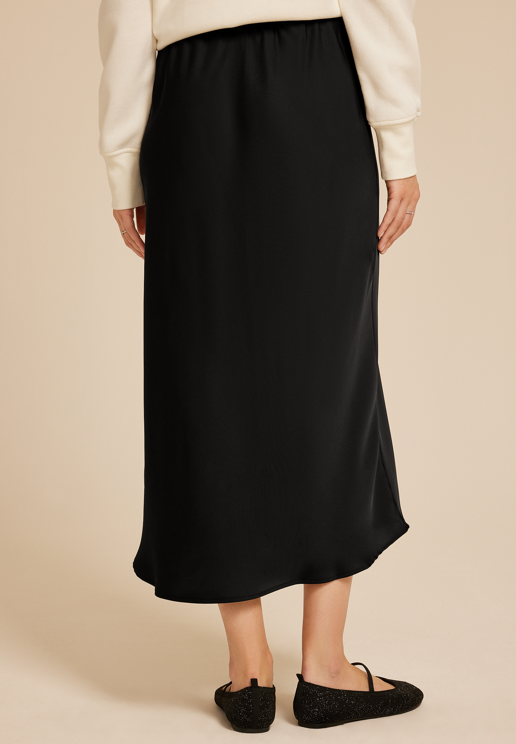 Studio Y Satin High Rise Midi Skirt