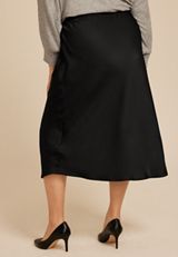 Plus Size Studio Y Satin High Rise Midi Skirt, , small