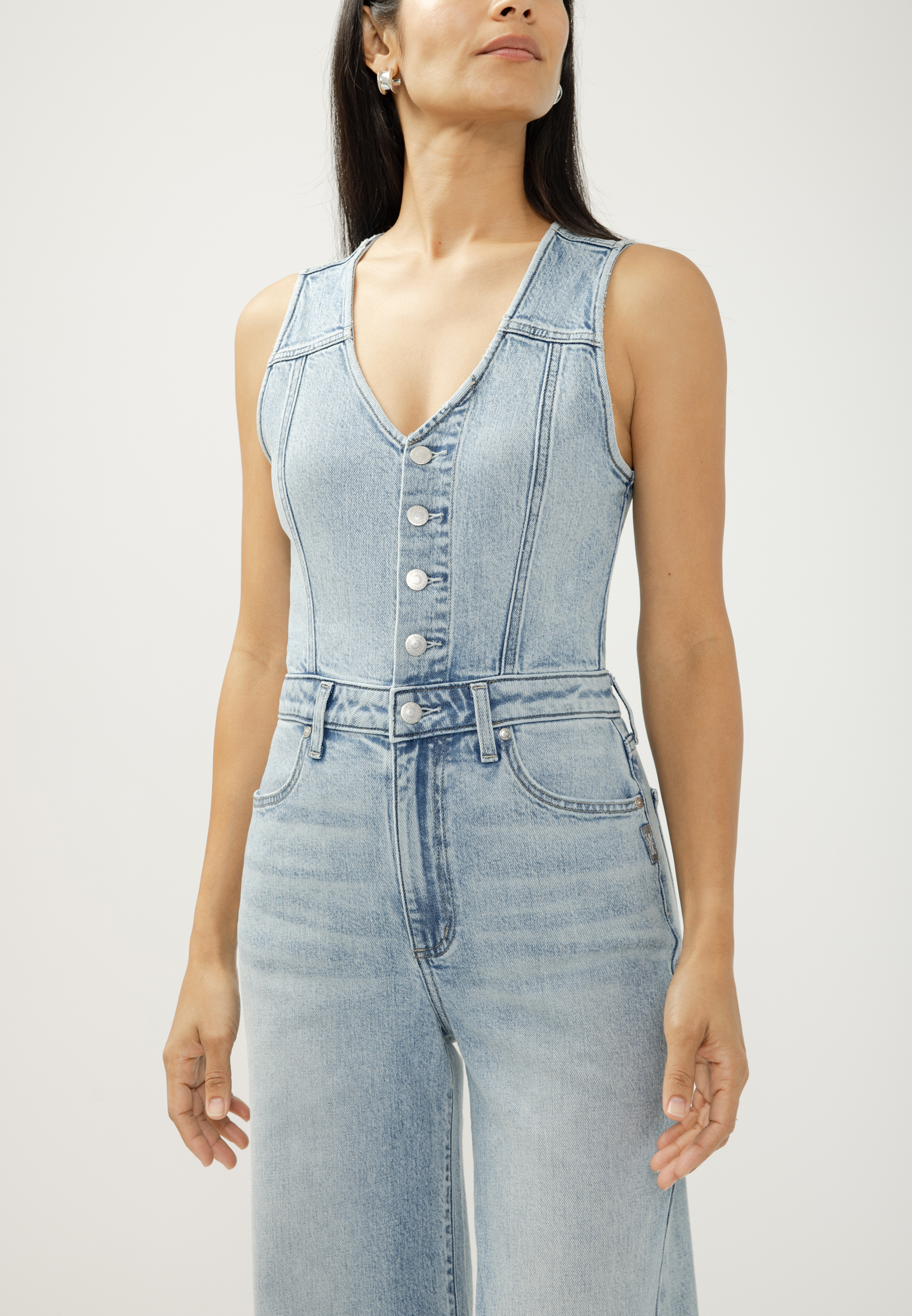 Silver Jeans Co.&reg; Light Wide Leg Vest Jumpsuit, C2806, large