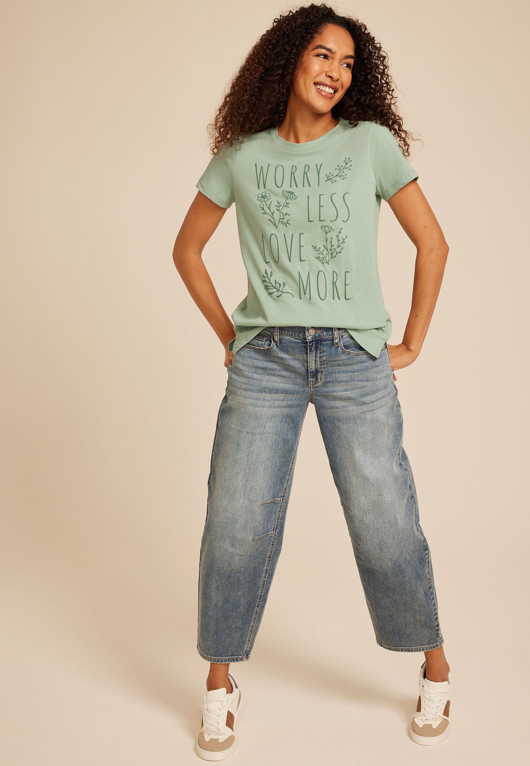 Worry Less Love More Classic Fit Graphic Tee, C9402, large