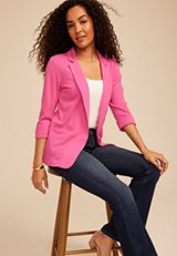 Textured Versa 3/4 Sleeve Blazer, C6737, small