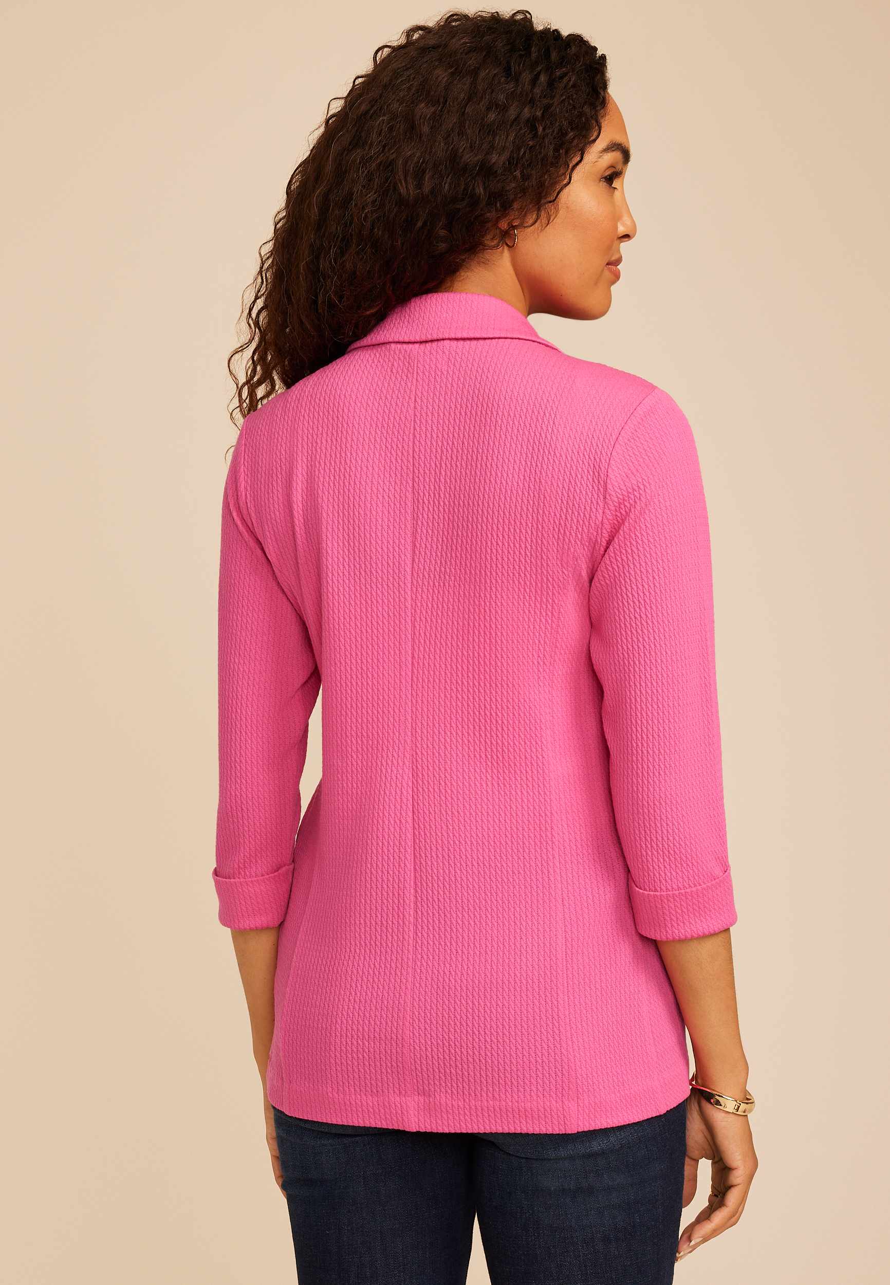 Textured Versa 3/4 Sleeve Blazer, C6737, large