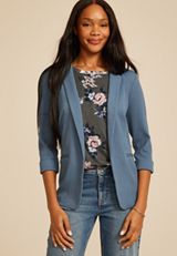 Textured Versa 3/4 Sleeve Blazer, C7902, small