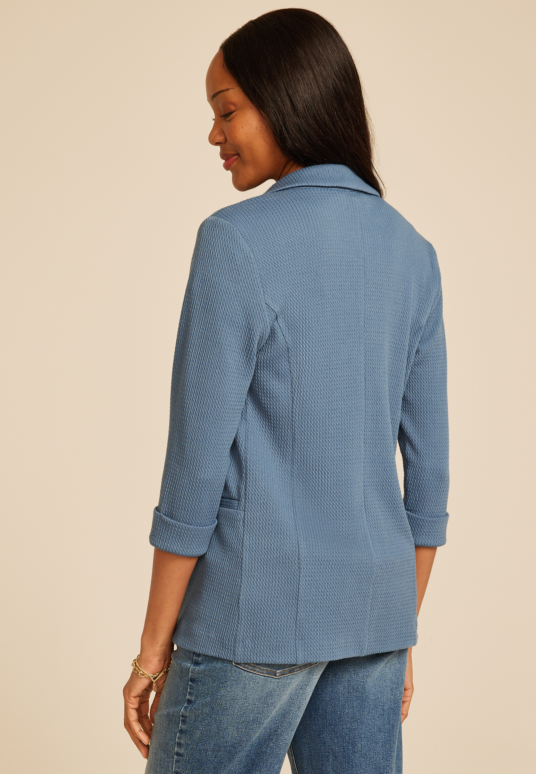 Textured Versa 3/4 Sleeve Blazer